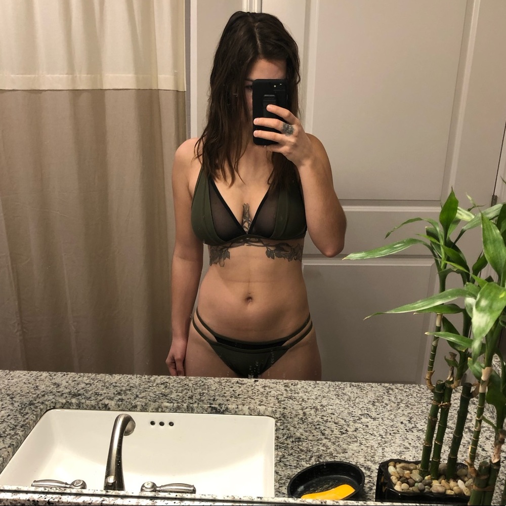 Army green swimsuit